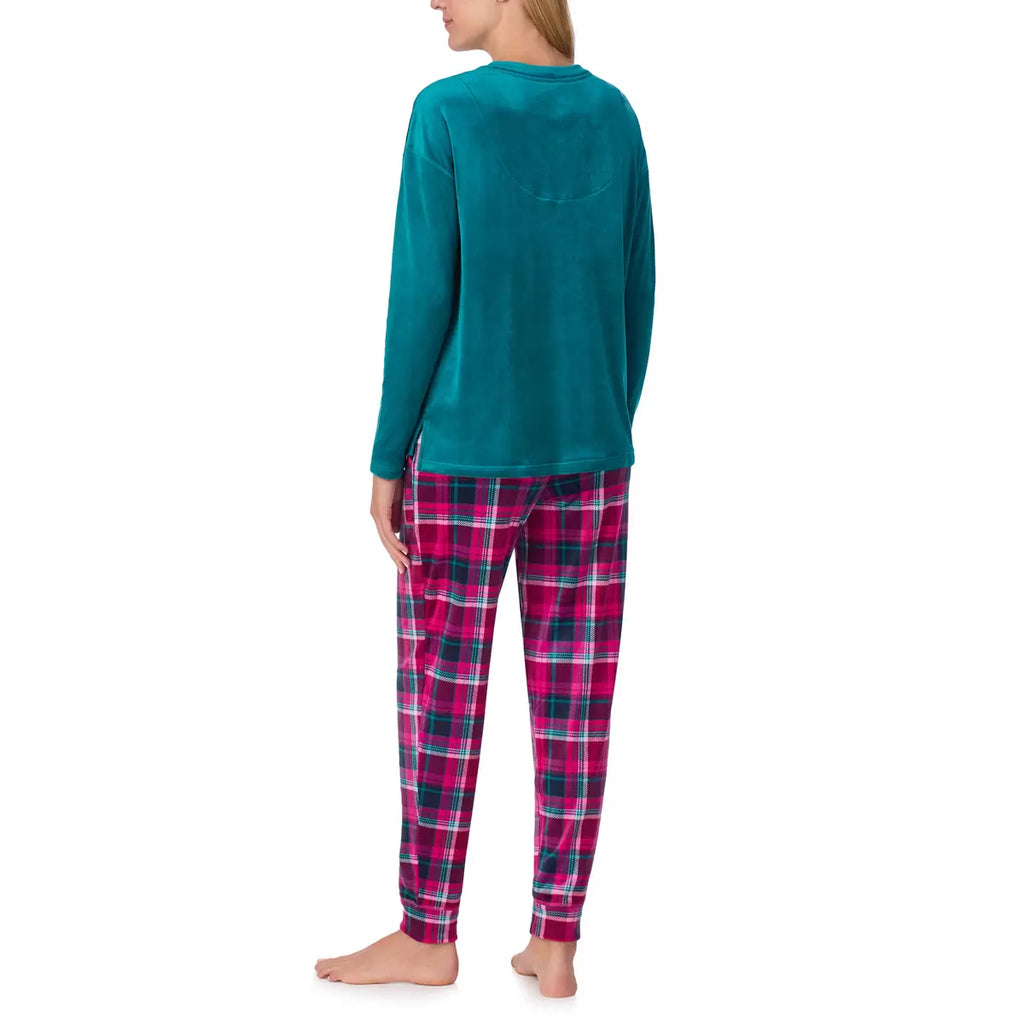 Jane & Bleecker Women's Silky Plush Pyjama Set in Green, Small