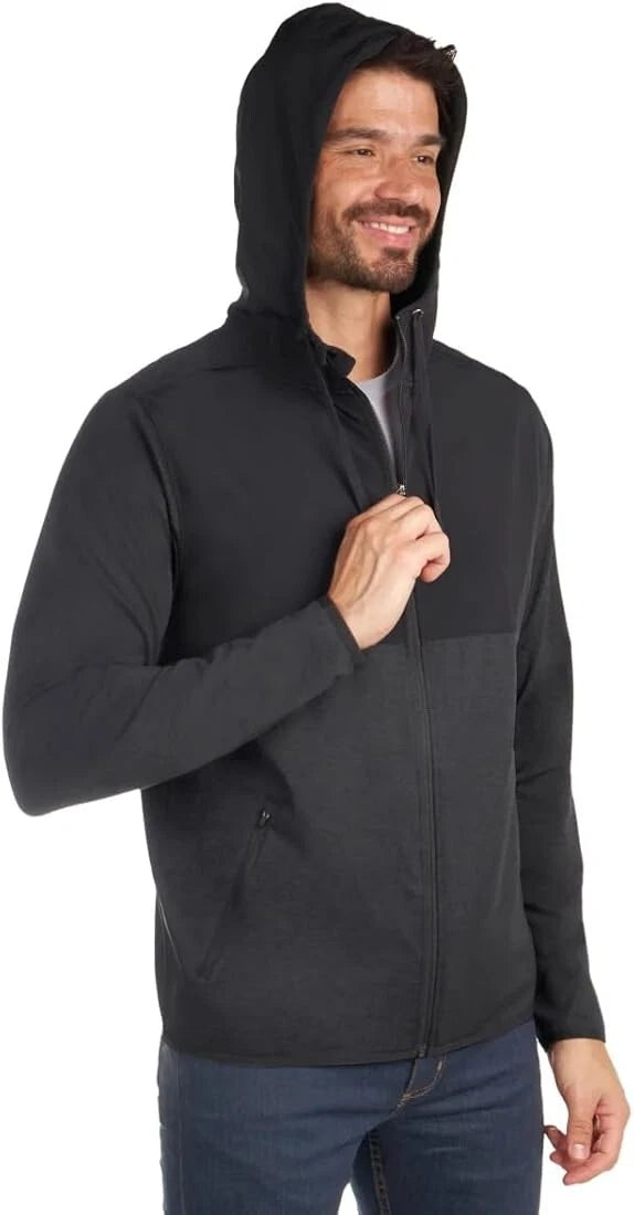 Kirkland Signature Men's Hooded Jacket Size M Mixed Media Black