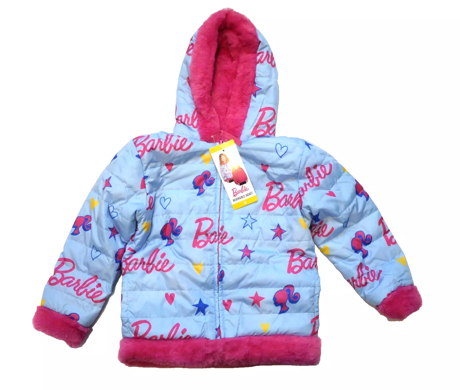 GIRL'S BARBIE REVERSIBLE JACKET WITH HOOD AGE 5