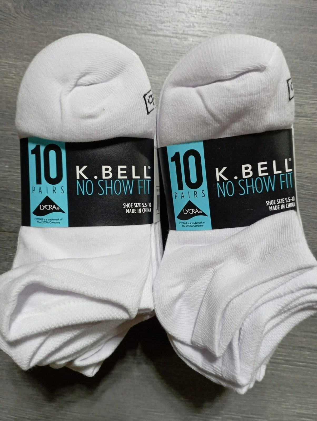 K. Bell No Show Socks Adult Womens White 20 PAIRS Shoe Size: 5.5 - 10