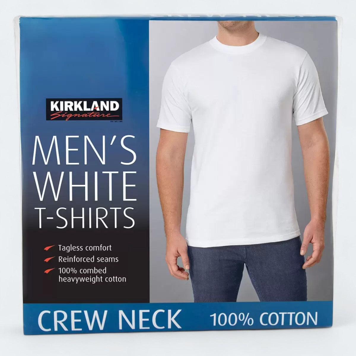 Kirkland Signature Men's Cotton Crew Neck White T-Shirt, 6 Pack in 3 Sizes