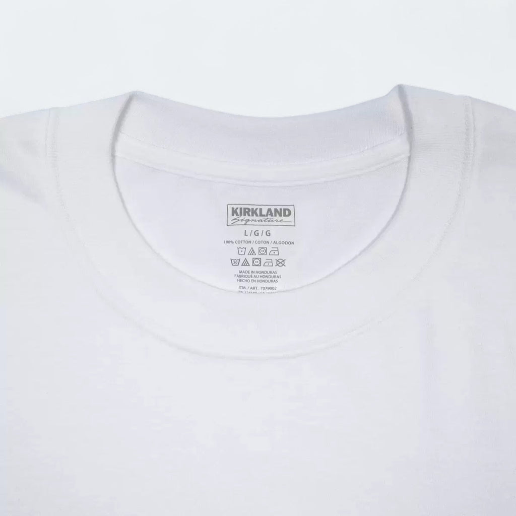 Kirkland Signature Men's Cotton Crew Neck White T-Shirt, 6 Pack in 3 Sizes