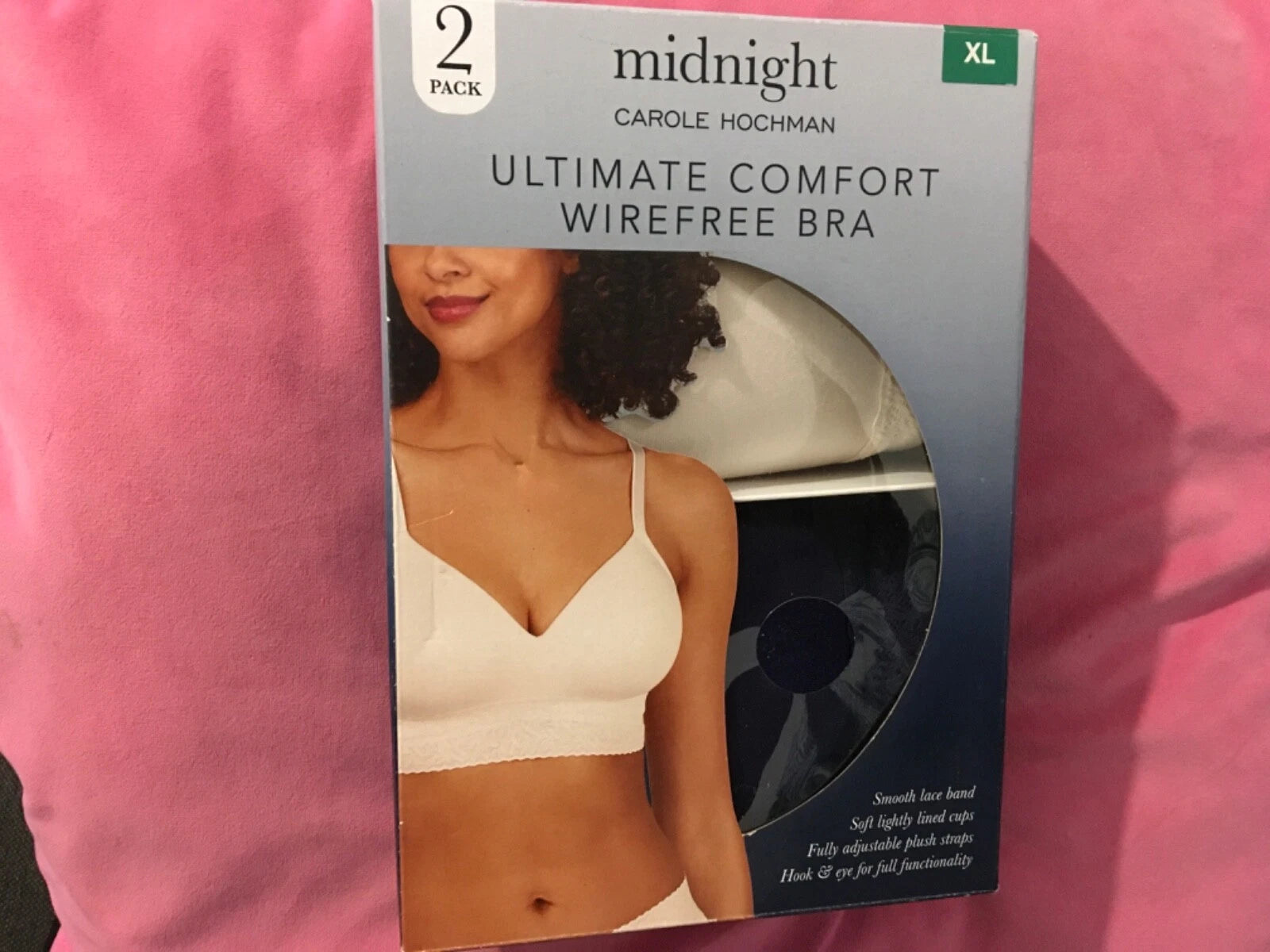 Midnight Carole Hochman Ultimate Comfort Wire free 2 Bra Box XL Blue/Pink