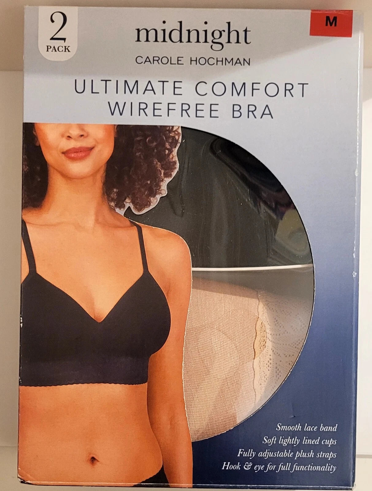 New In Box Carole Hochman Seamless Comfort Bra 2 Pack Beige/ Black Size M
