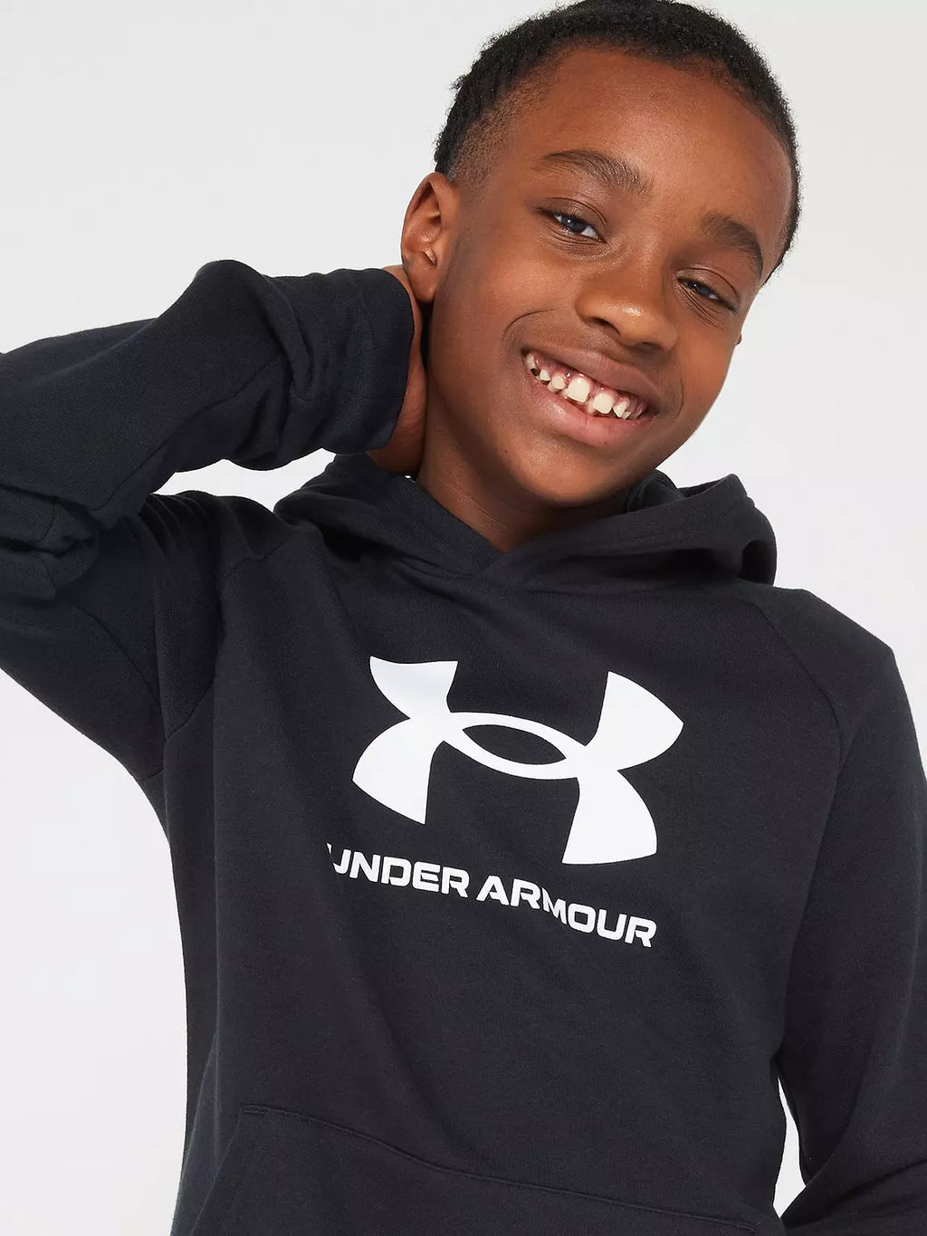 UNDER ARMOUR Boys Rival Fleece Hoodie - Black/White