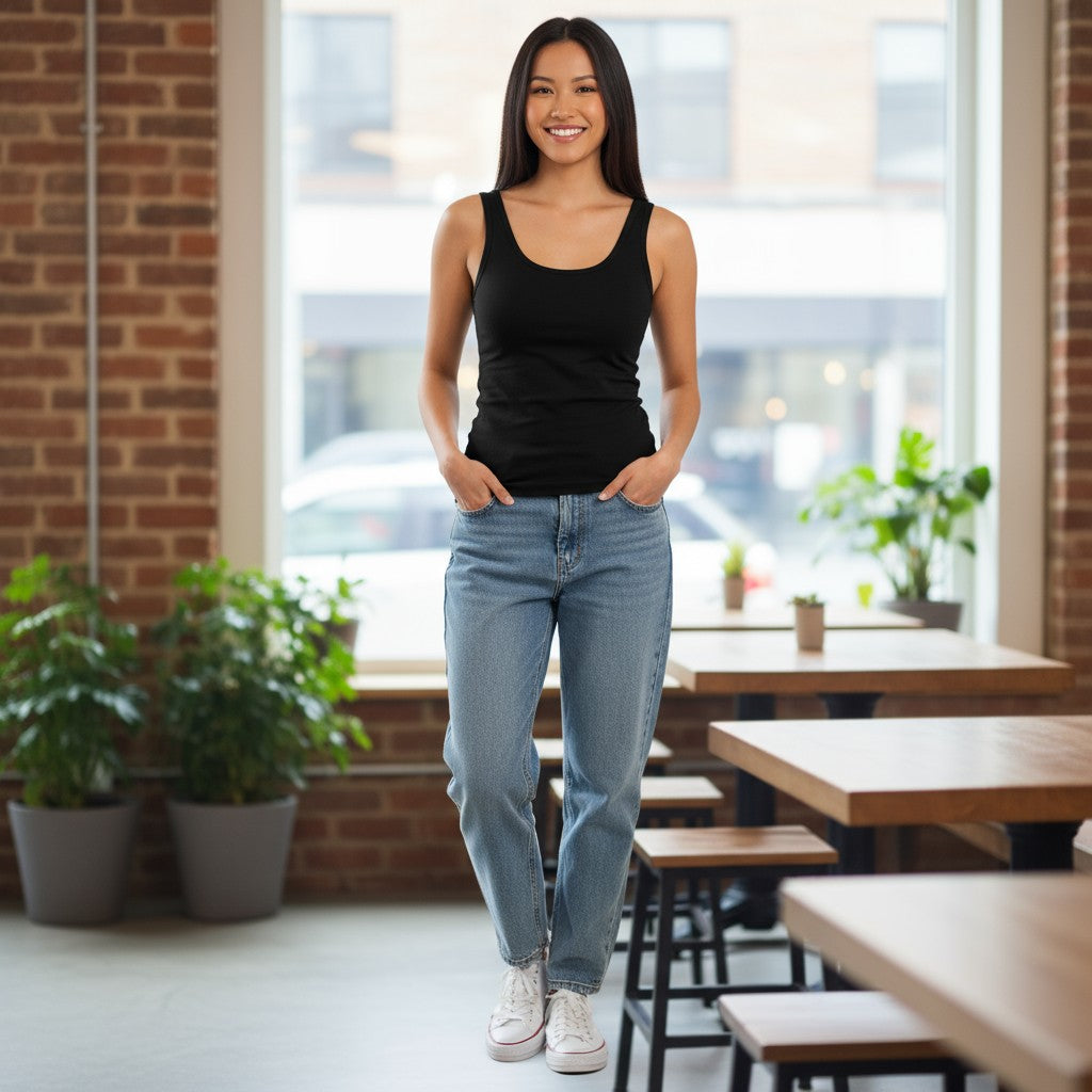 Ladies Bamboo Vests Black 3pk